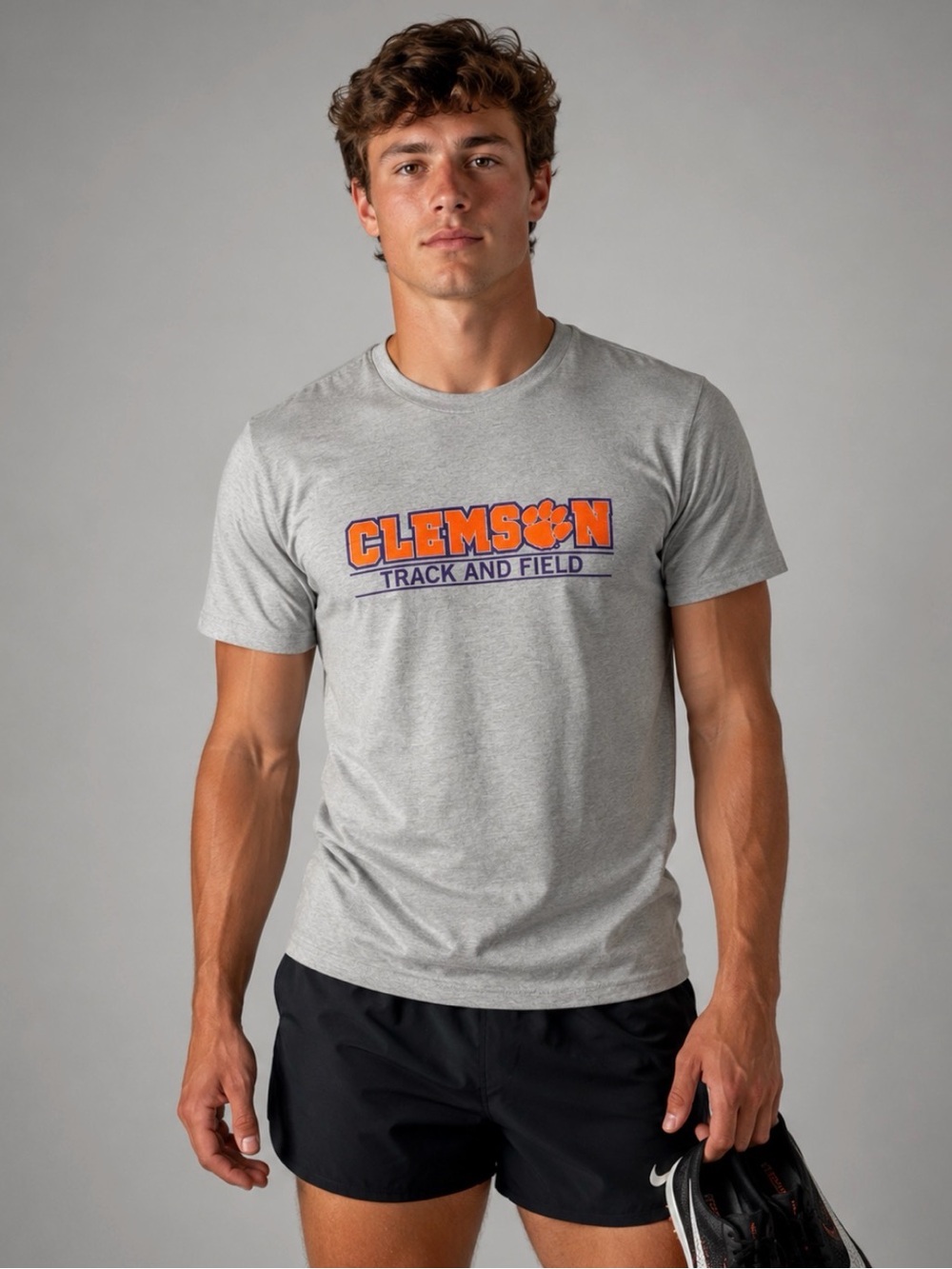 Clemson Track and Field Gray Crewneck T-Shirt (M)